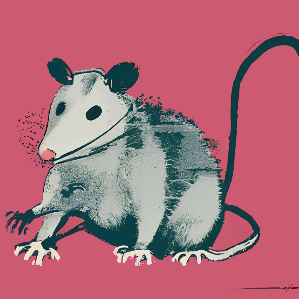 Opossum with Rose Background