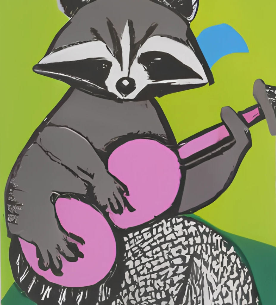 Raccoon with Drums and Guitar