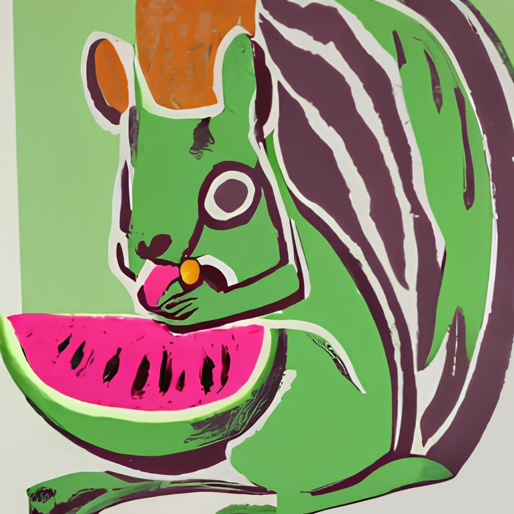 Squirrel Eating Watermelon